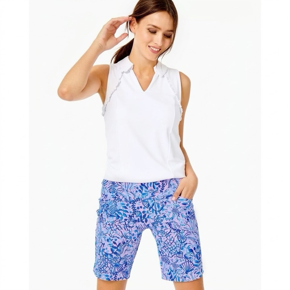 Lilly Pulitzer Luxletic Reid Short High Tides Good Vibes UPF Active Golf 9" sz 2